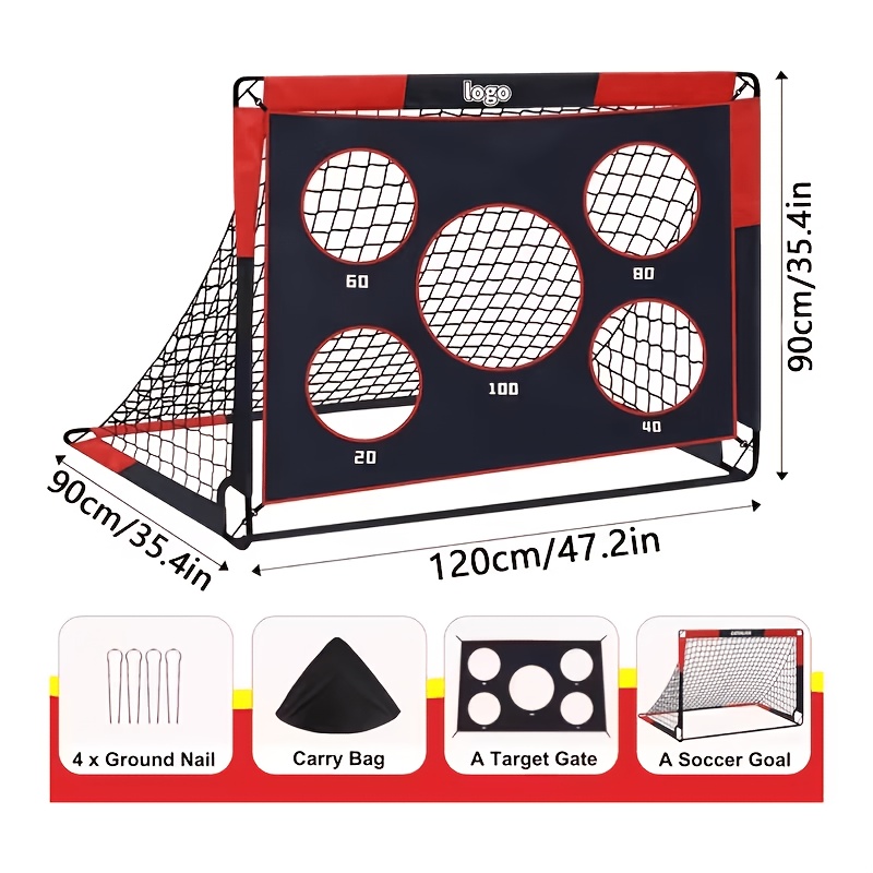 Portable Kids Soccer Goal With 2-in-1 Training Net & Multi-hole Frame - Foldable Detachable Oxford Cloth Net, Easy Assembly Suitable For Training, Backyard,, For Skill Levels, Compact Goal For And