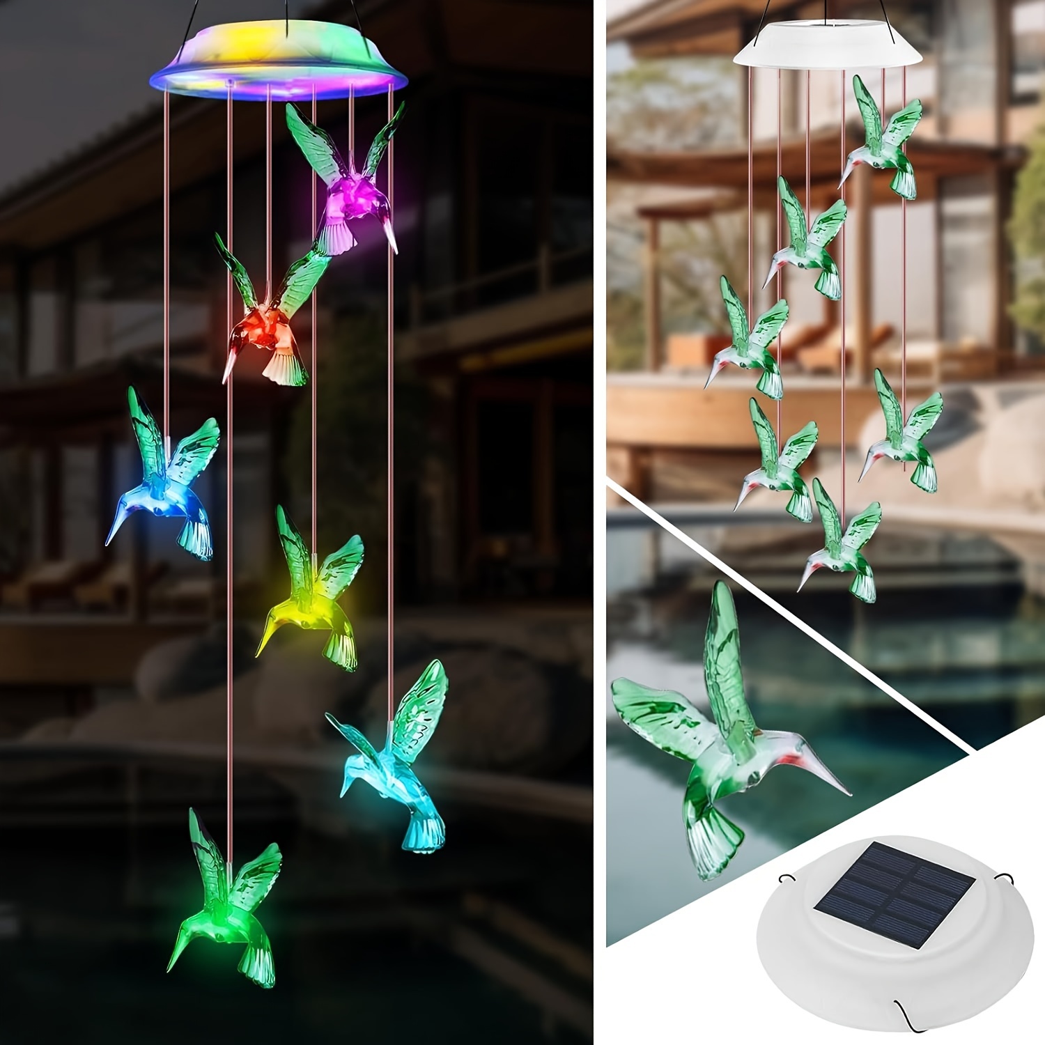 

Ninonly Solar Wind Chimes, Color Changing Solar Hummingbird Wind Chime, Solar Powered Wind Chimes For, Hanging Solar Lights Romantic For Decor, Gifts For Women Birthday Christmas