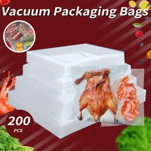 200pcs storage bag bpa free vacuum sealed bag durable sealed bag reusable airtight food preservation bag used for fruits and vegetables kitchen accessories for food storage and preservation