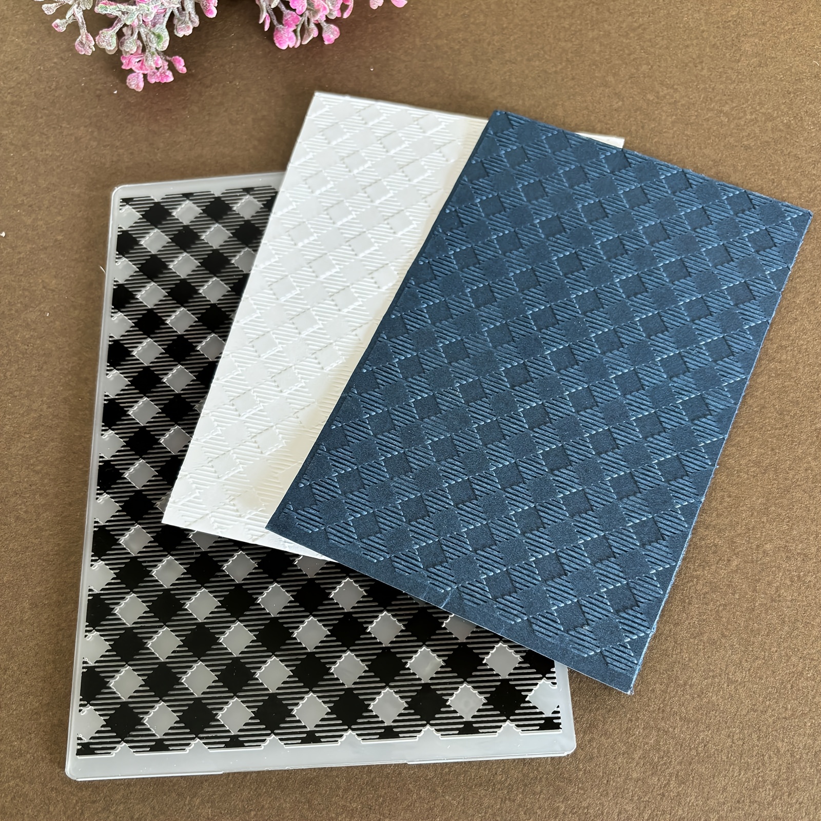 

Diy Plastic Embossing Folder For Card Making, Checkered Pattern - , Decorative For Scrapbooking & Crafts