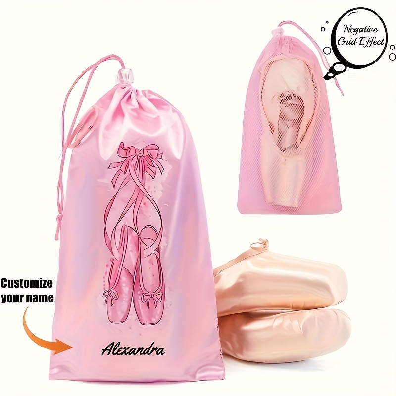 TEMU 1pc Customizable Name Ballet Shoe Storage Bag - Ballet , Large Capacity Dance Storage Bag, Suitable For Ballet, Pointed Shoes, Travel -