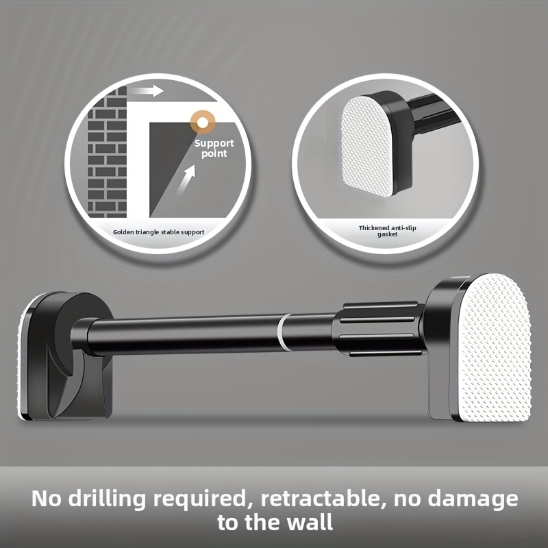 TEMU Curtain Rod - No Drilling Required, Adjustable Telescopic Shower Curtain Rod, Multi-purpose For Curtains, Door Curtains, Shower Curtains,