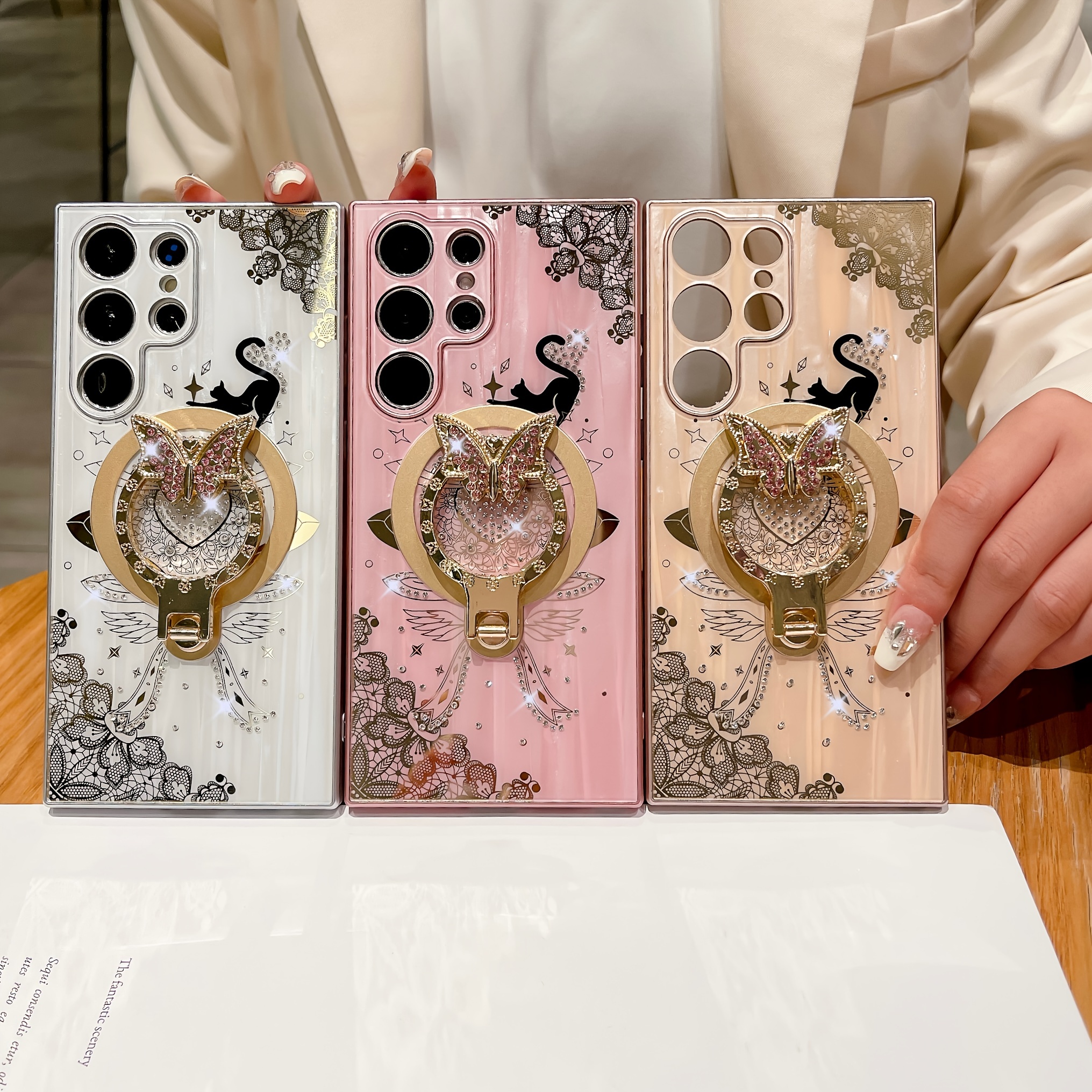 Fashion Rhinestone Butterfly Stand Phone Case Samsung S23 Temu New