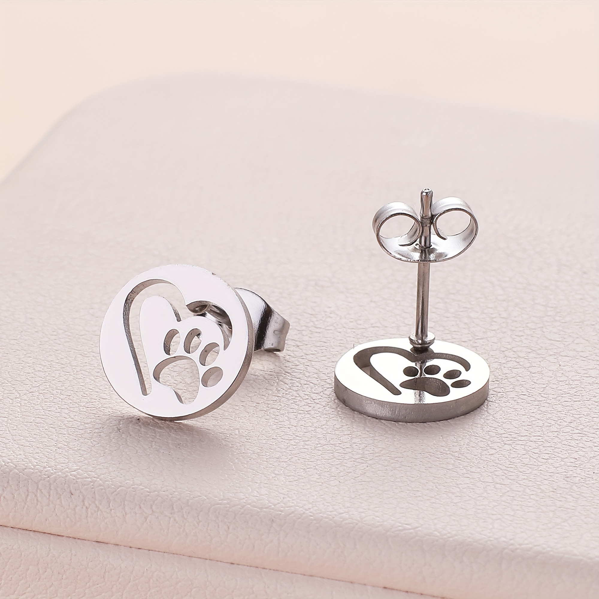 1 Pair (2pcs) Hypoallergenic 316 Paw Print Stud Earrings For Men - 18k Gold Plated Plated, Perfect For Weddings, Parties & Special Occasions, Cute Earrings