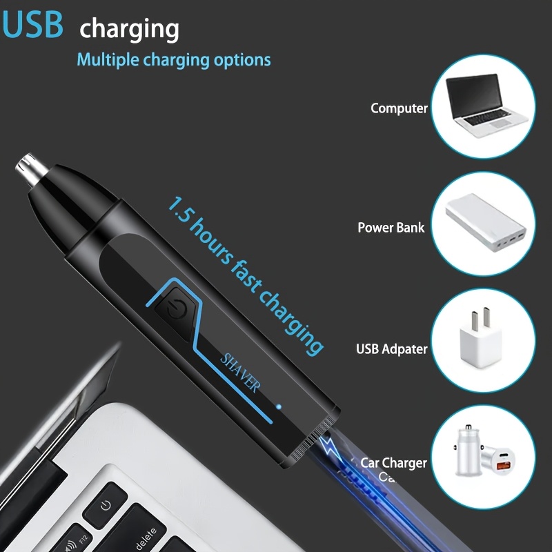 3 in 1 mens electric grooming kit nose ear hair trimmer eyebrow shaper usb rechargeable lithium battery abs material ideal gift for him usb rechargeable groomer   usb charging feature nose hair trimme Product details 6