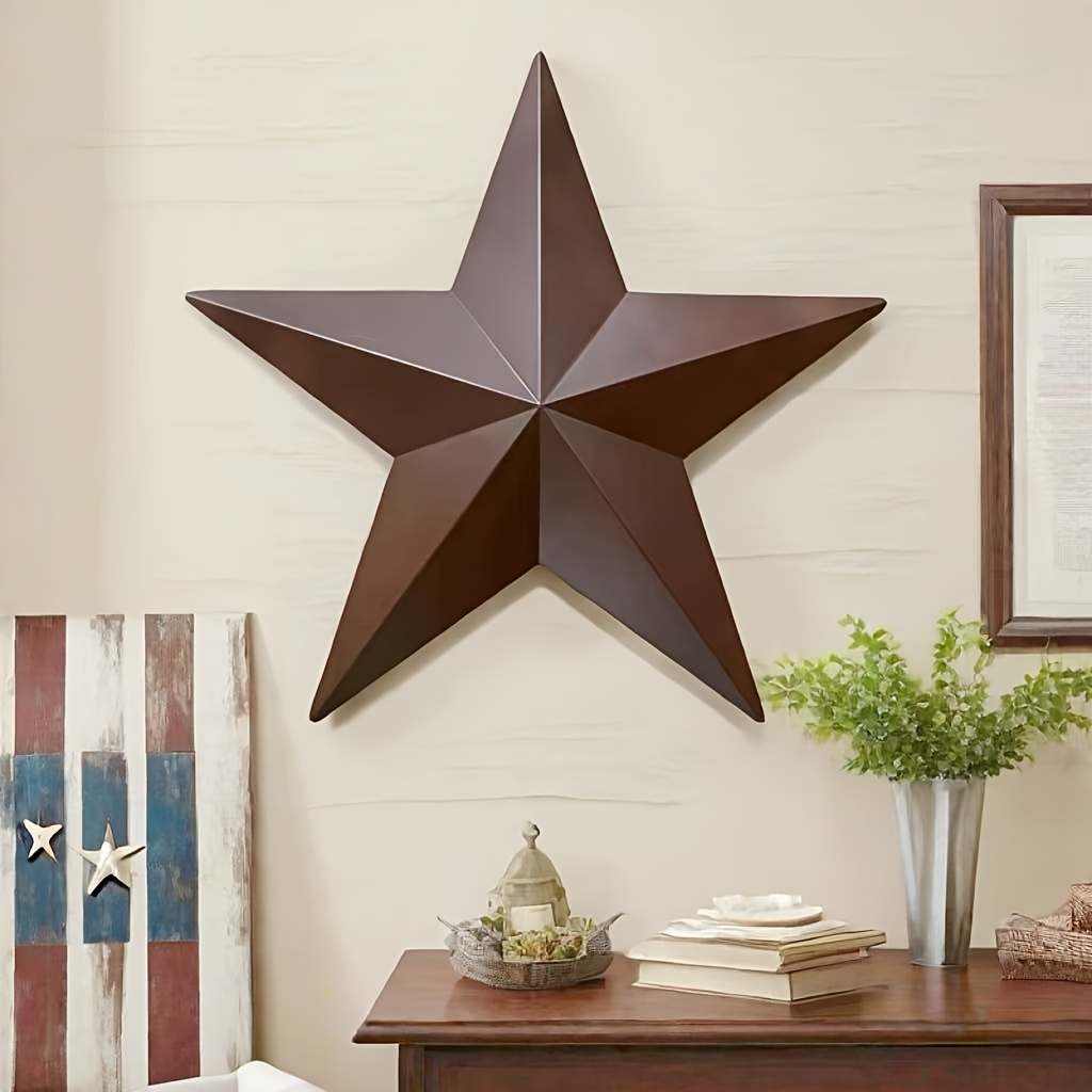 

1pc Rustic Farmhouse Metal Star Wall Decor, Vintage Style Hanging Art, Fit For Home Decoration, No Electricity Required, Featherless Design