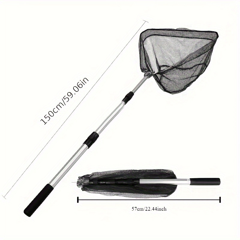 1pc Aluminum Alloy Fishing Net With Telescopic Handle, Portable Collapsible Fishing Gear, Essential Angler's Tool For Freshwater And Saltwater Fishing