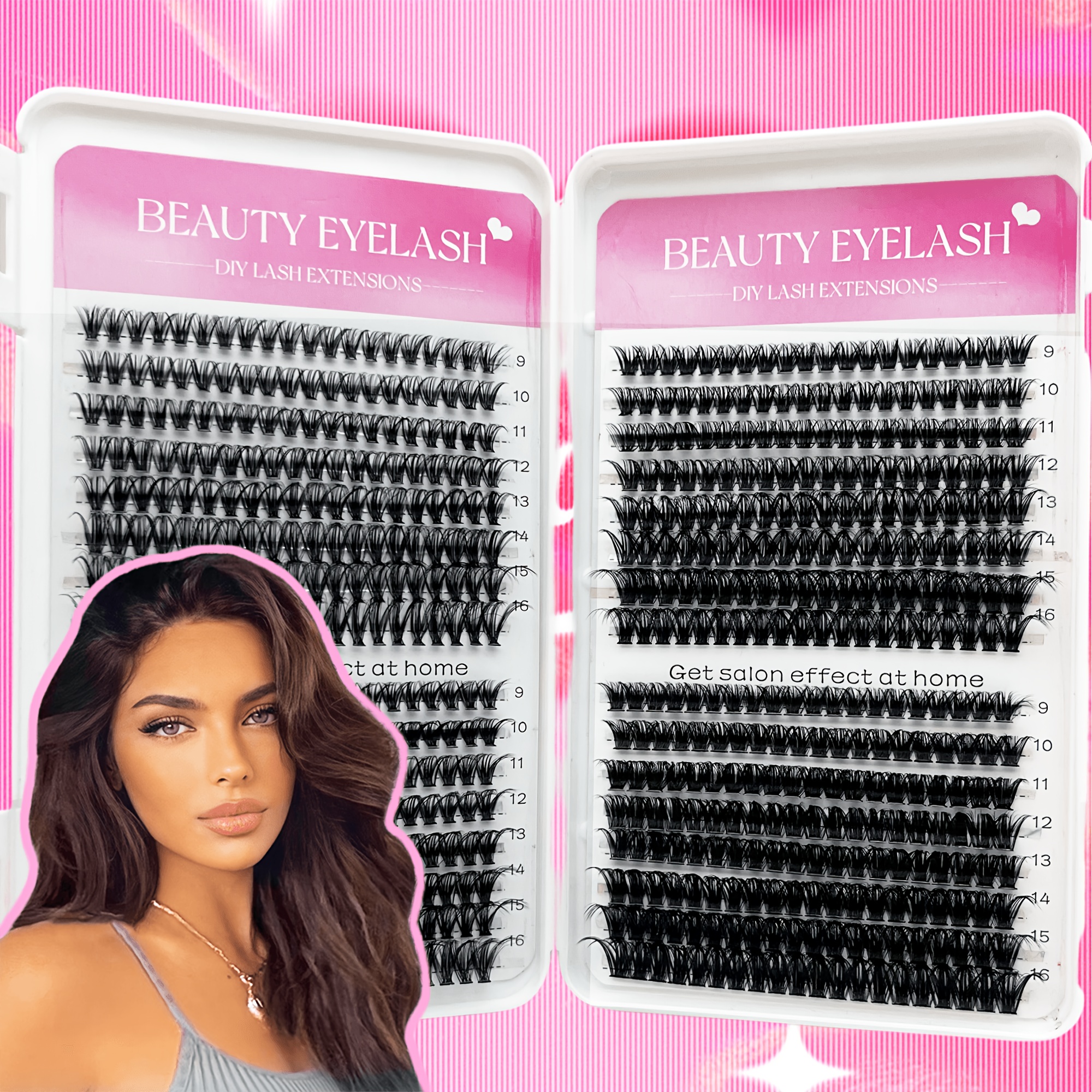 

Diy Lash Extensions, Beauty Eyelash 32 Rows, Mixed Sizes 9-16mm, Natural & Voluminous Look, Easy-to-apply Clusters For Beginners, Waterproof Lash Book With Convenient Carry Design
