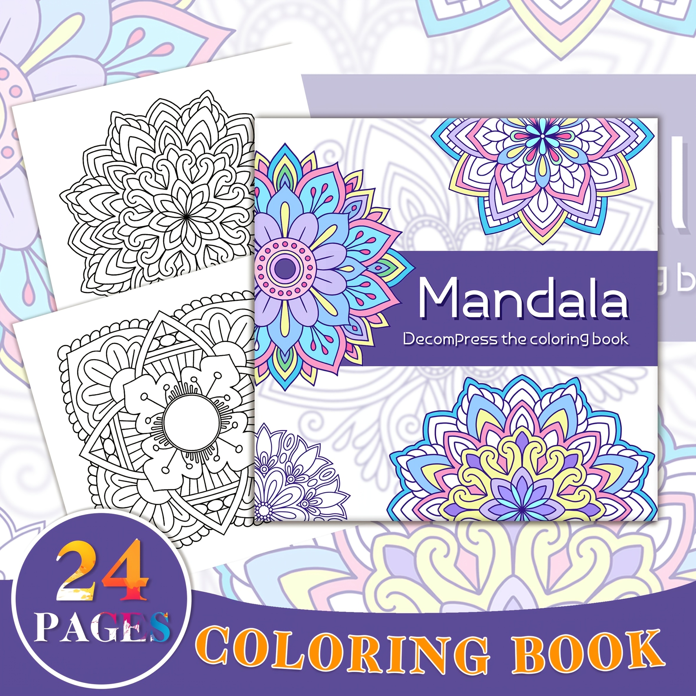 New Original , Single-sided Printing 24-page Colouring Book, 1pc Mandala Adult - , New Year's Gifts, Party Gifts, Suitable For Halloween, Christmas