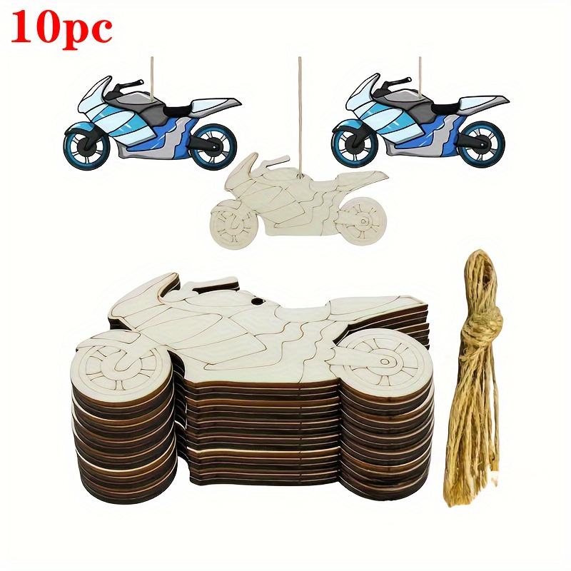 

Lot de 10 Décorations Suspendues en Bois en de Moto de Course - Peintures DIY pour , Anniversaires & Fêtes, Idéal pour Noël, pour Thanksgiving