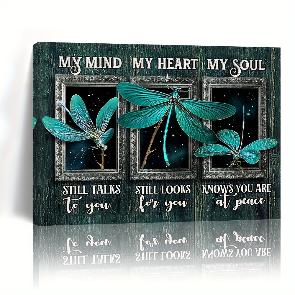 

1pc Wooden Framed Canvas Painting Dragonfly Decor Wall Art Dragonfly Pictures Wall Decor Sympathy Gifts Wall Art Prints, For Living Room & Bedroom, Gift For Her Him, Out Of The Box Eid Al-adha Mubarak