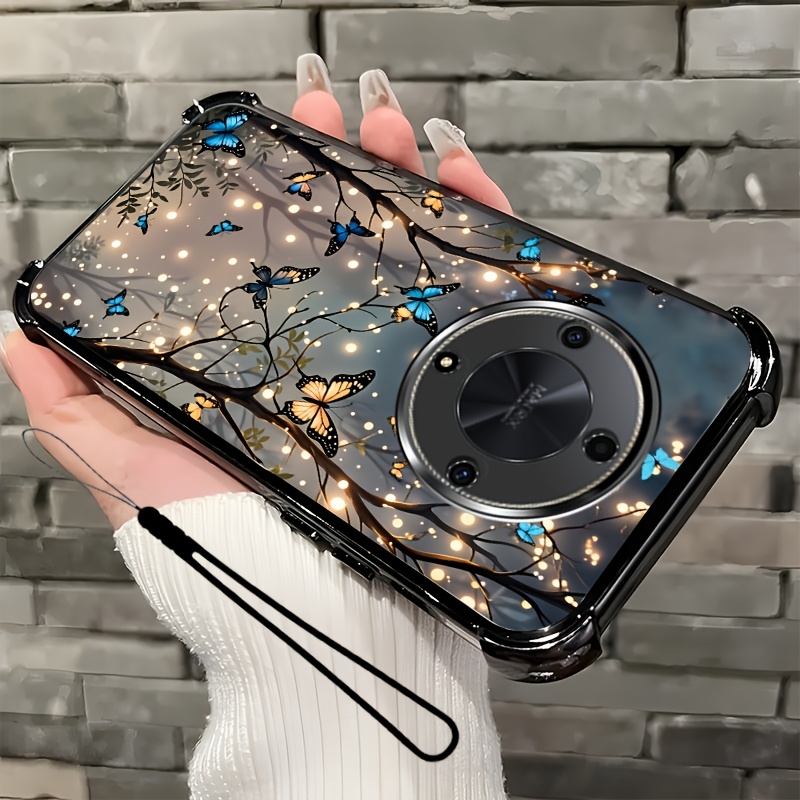 TEMU Phone Case - 2pcs Set: Includes 1 Phone Case And 1 Strap, Lights 2d Flat, Phone Case, Suitable Magic6 Lite, Unisex Lanyard Phone Case