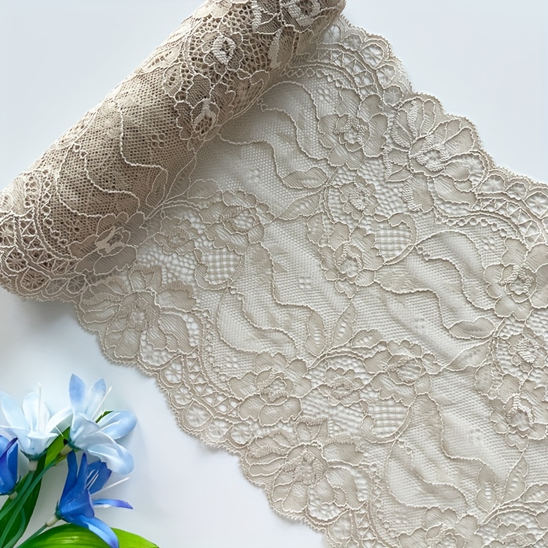 TEMU 1 Roll 22cm Wide Multicolor Elastic Lace Floral Pattern, Suitable For Lingerie Clothing Trims, Sewing, Handmade Crafts
