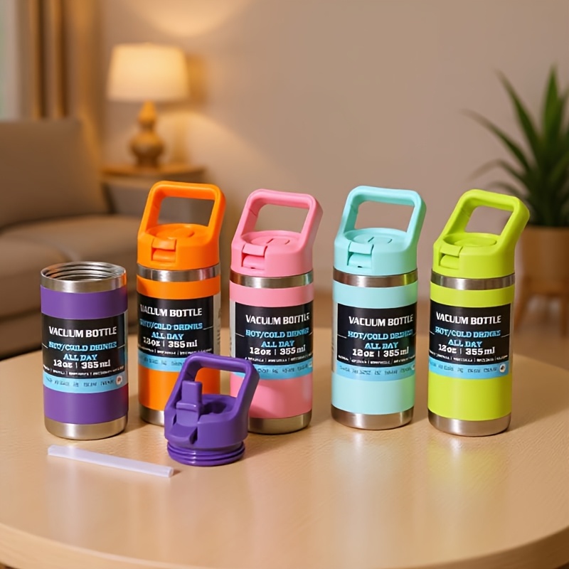 12oz 355ml stainless steel water bottle with carry handle vacuum insulation tumbler assorted color vacuum   portalbe design for outdoor daily use