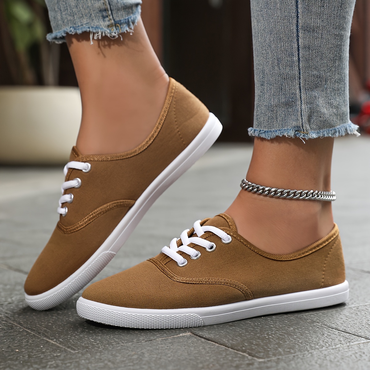 women s lightweight canvas shoes simple lace low top flat Temu United Kingdom