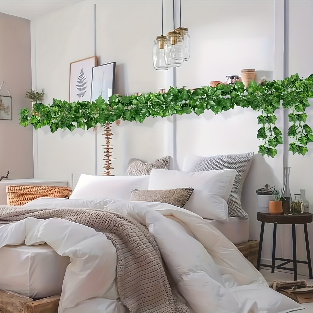 12pcs Realistic Artificial Ivy Leaves Wall Decor - Plastic Greenery for Indoor/Outdoor Home, Garden, Wedding & Party DIY -  , No Maintenance, Battery-Free, Indoor Greenery | Natural Look | Plastic Foliage