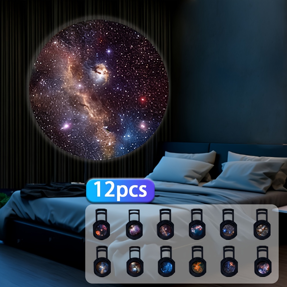 TEMU Lámpara de proyección USB con periféricos electrónicos y , de proyección de galaxia estrellada, luz nocturna LED transparente portátil,