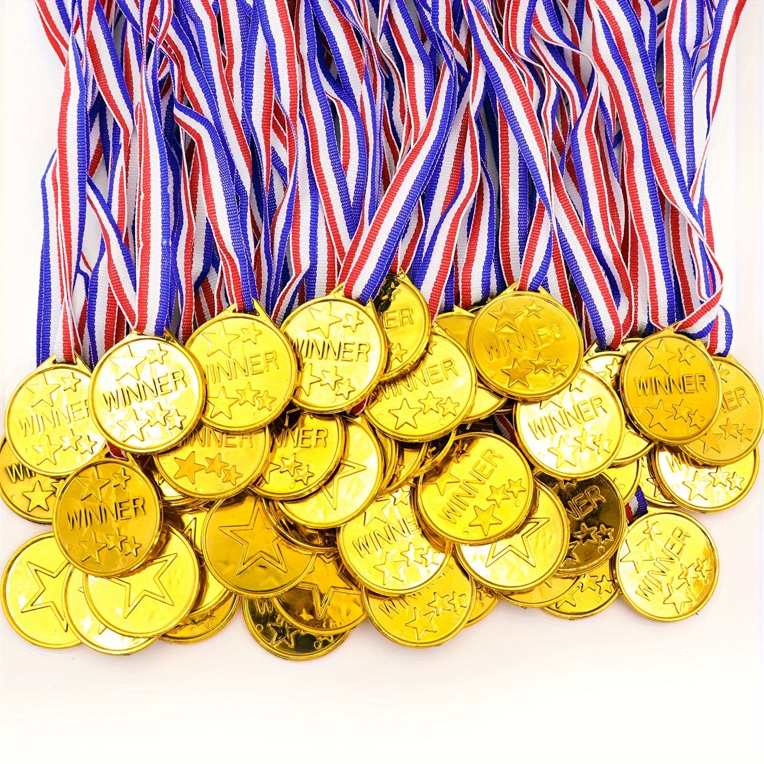 

100-pack Golden Plastic Winner Medals - Perfect For Parties, Games, Sports & Costume Events