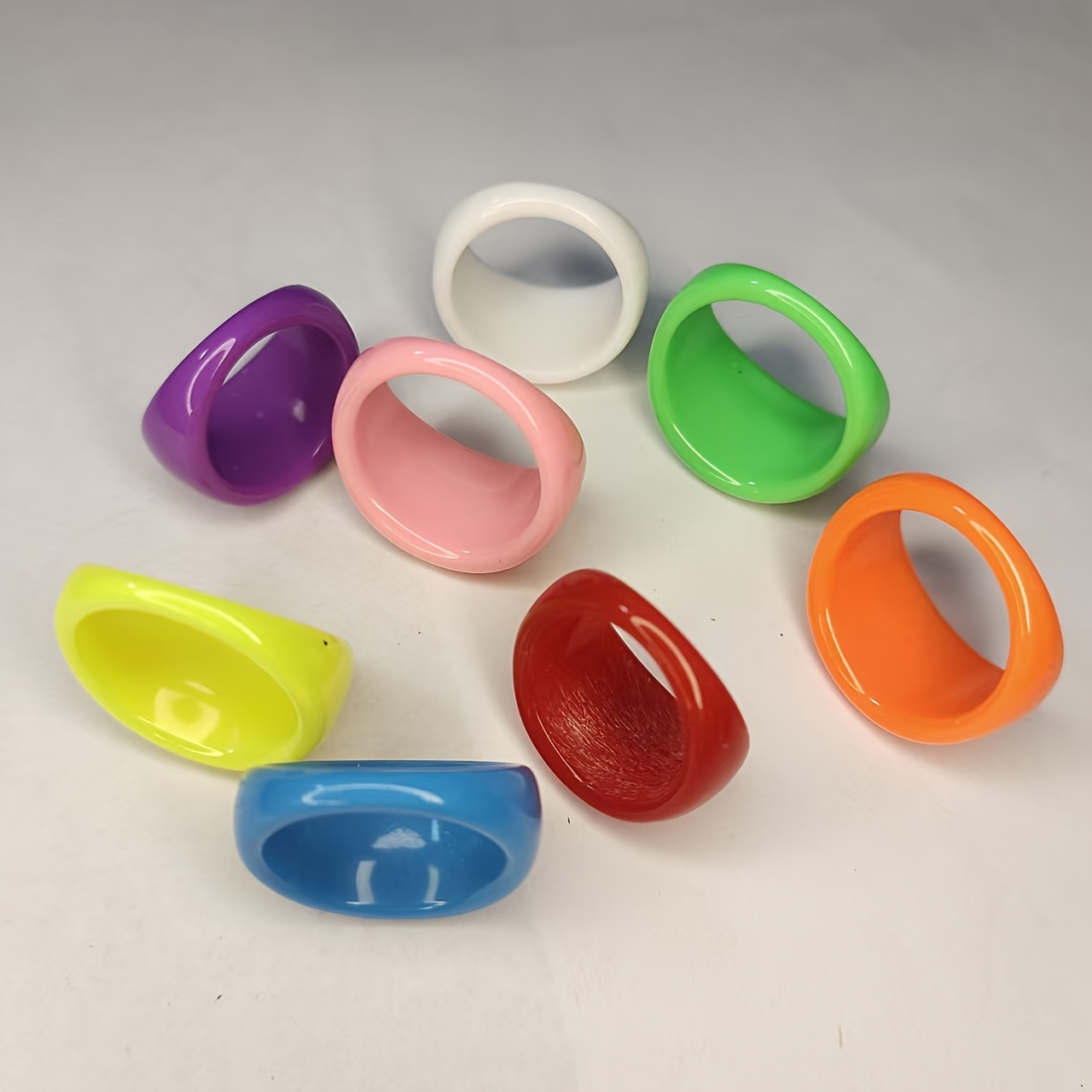 8pc Mixed Color Resin Ring Set for Women, Stackable