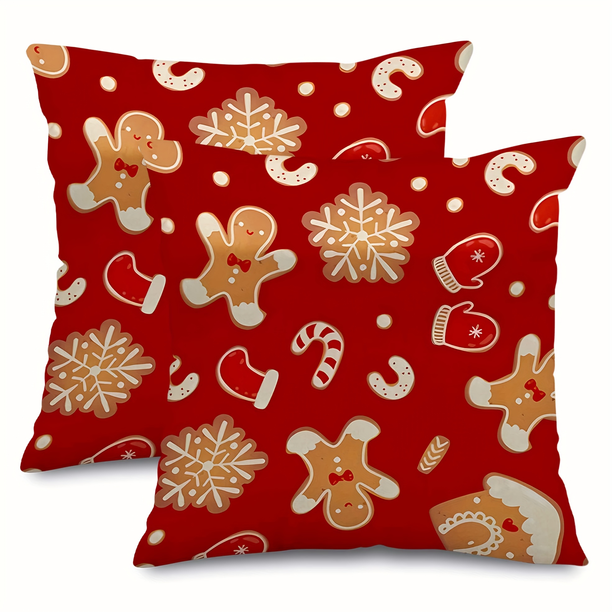 

2- Christmas , Contemporary Linen Cushion , Washable, Pillowcases For Sofa, Red Man & , 16x16/18x18/