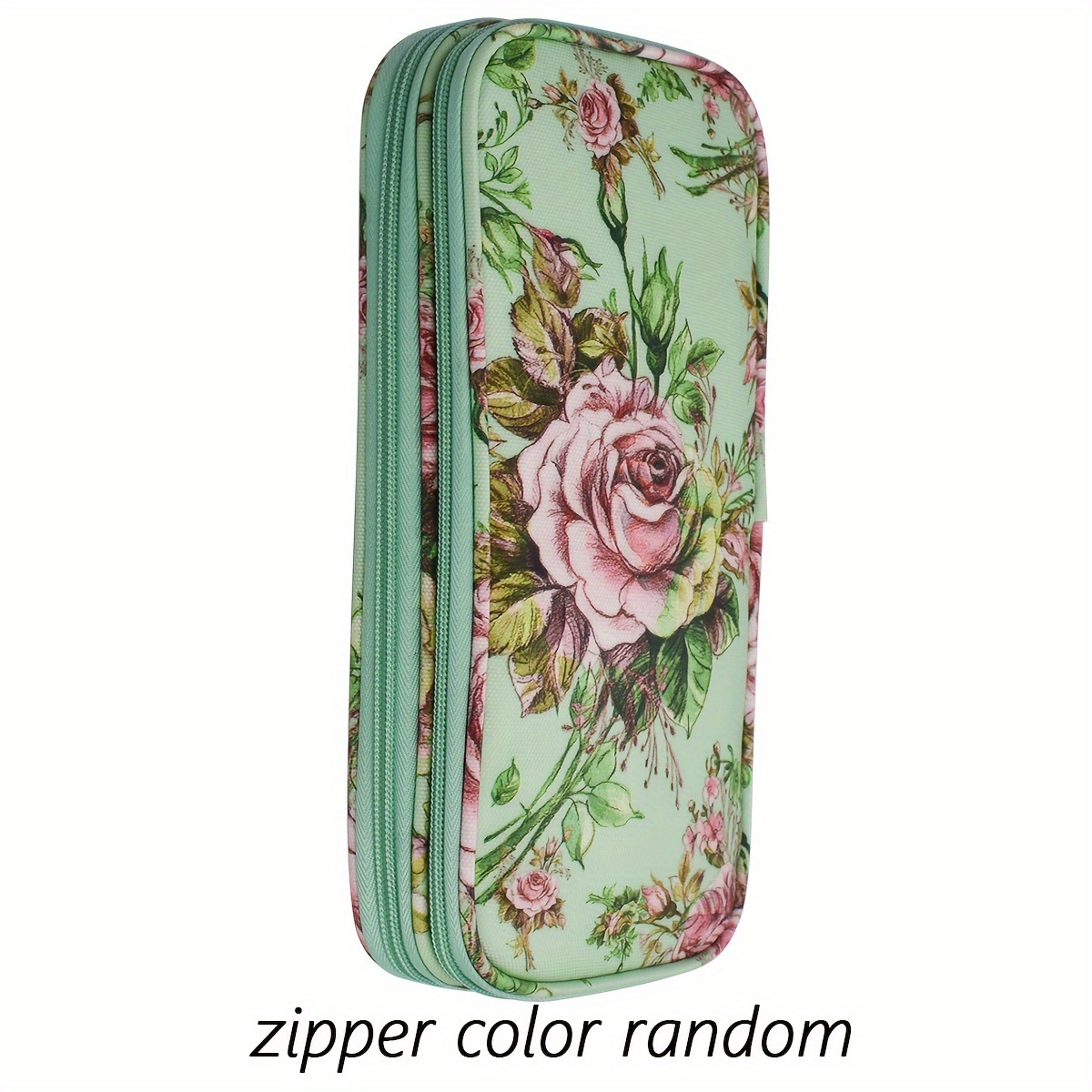 Image of A Vintage Printed Storage Bag, Ideal For Crochet Needles, Featuring A Long Design For Tools, A Sorting Bag For Circular And Sweater Needles, And In 4 Colors (zipper Color May ), Sewing Storage