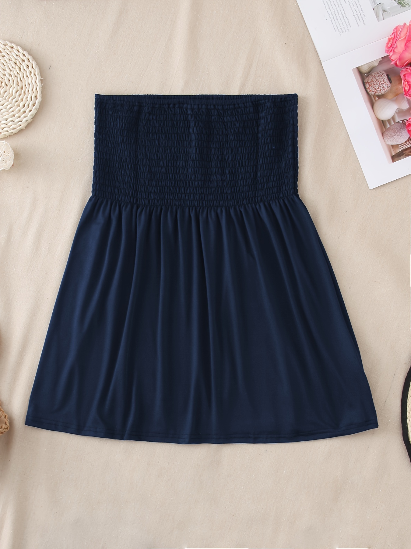 Women's Elegant Off-Shoulder Crop Tube Top - Stretchy Solid Color Short Sleeve Blouse with Ruching Detail, Machine Washable for Spring Summer Fall Casual & Dressy Outfits, Crop Top Blouse, Seasonal Fashion, Flowy Fabric, Comfortable Fit