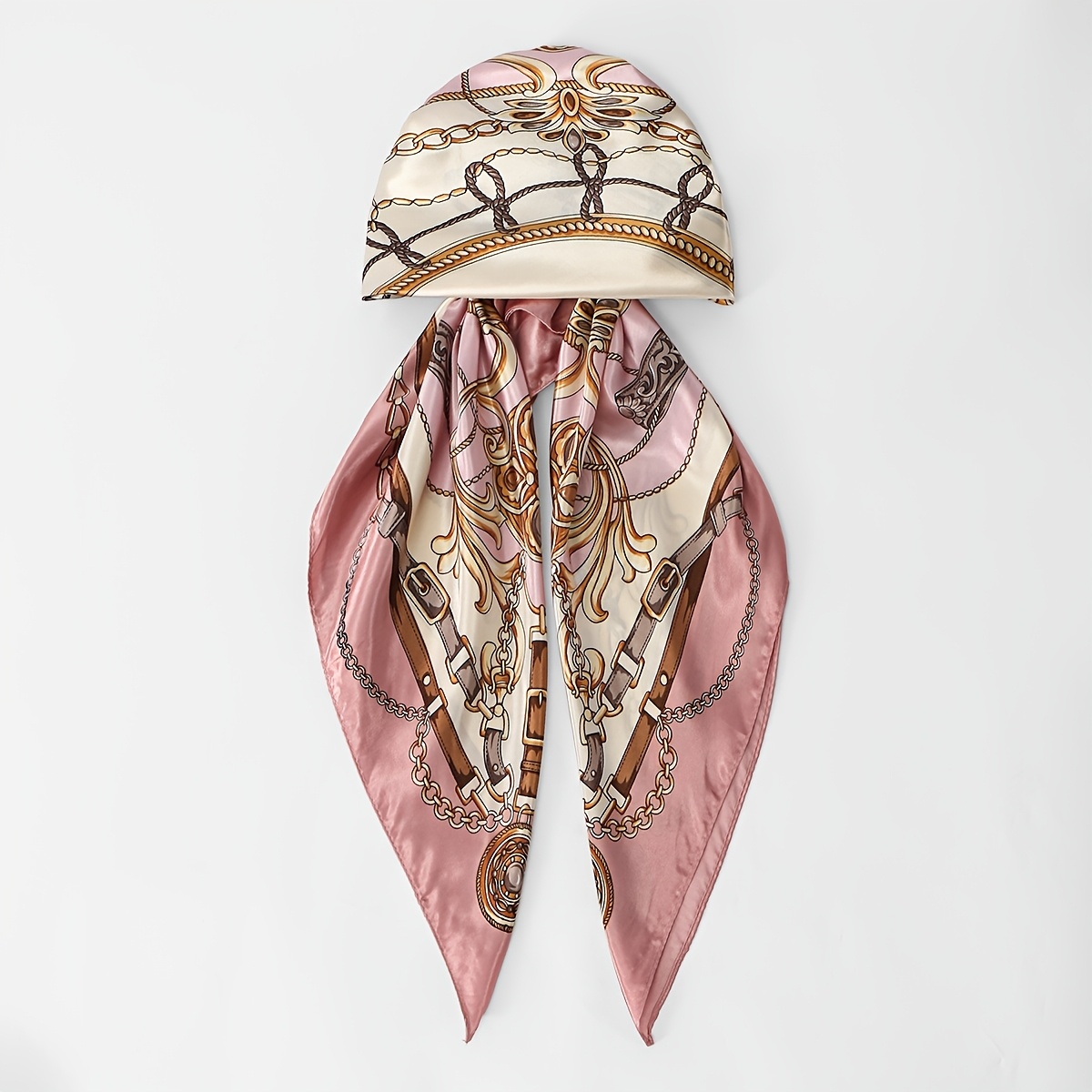 TEMU Pre-tied Satin Hijab Inner Cap, Floral Printed Instant Headscarf, -1 Head Wrap Hat, Lightweight Breathable Scarf – Suitable For Abaya, Ramadan,