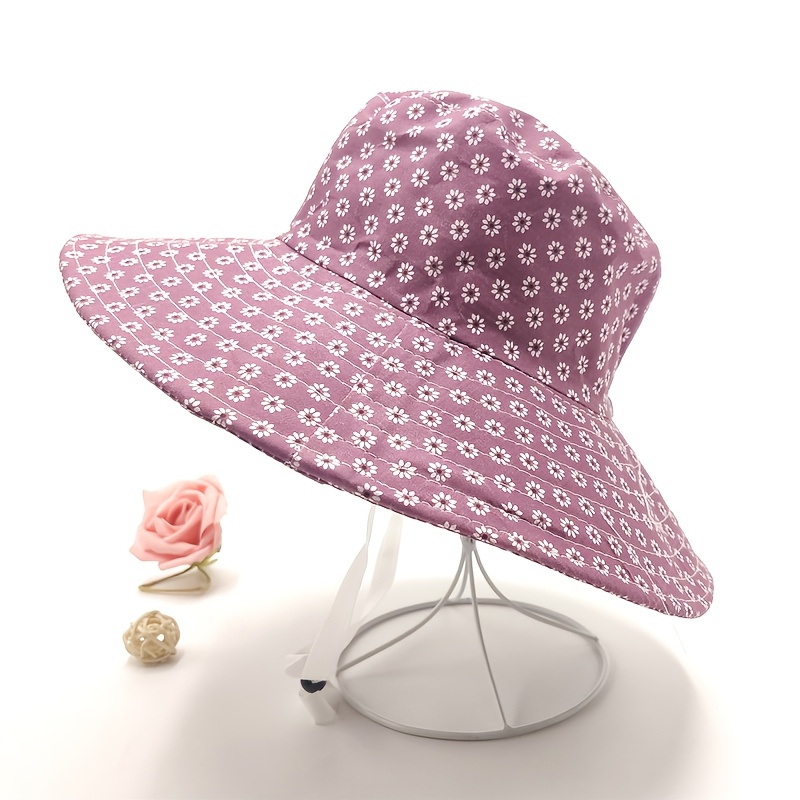 Floral Bucket Hat For Women, Vintage Small Flower Print Sun Hat, Packable Summer Beach , Outdoor Travel Fisherman Hat For Ladies