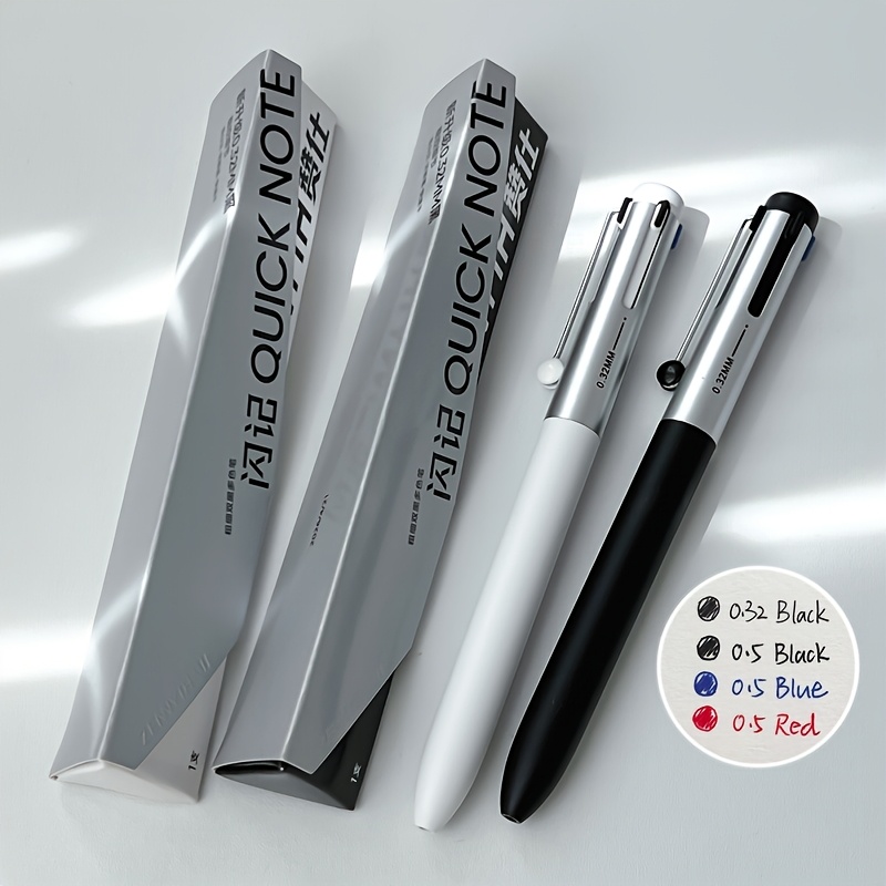 TEMU 2 pz 4 in 1 Penna a Gel Multicolore 0.32mm 0.5mm Penna da Scrittura con Clip per Penna Articoli per Ufficio Regalo Aziendale