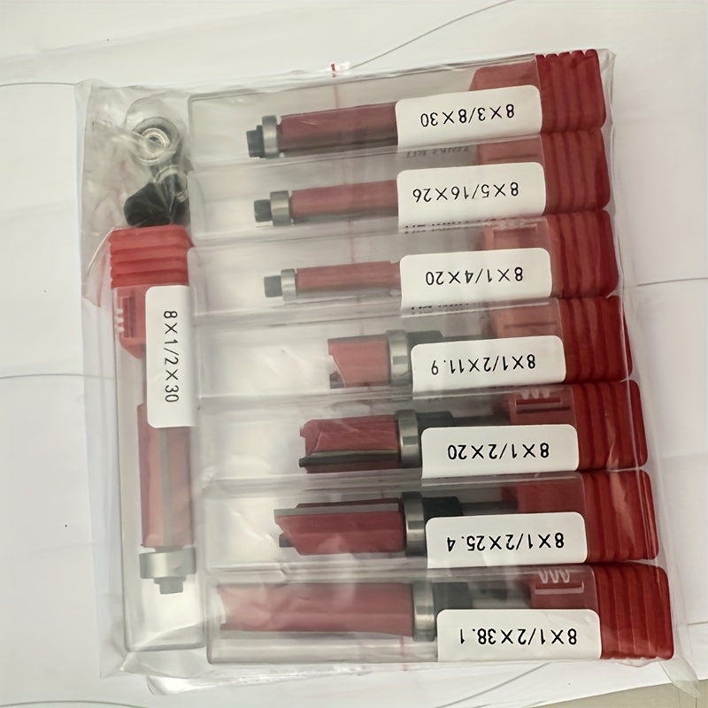 8pcs Router Bits, 4 Flush Trim Router Bits, 4 Pattern Flush Trim Router Bits With 2 Impact Magnetic Bits, 6 Bearings, 2 Wrenches, Ideal For Cutting On Wooden Materials