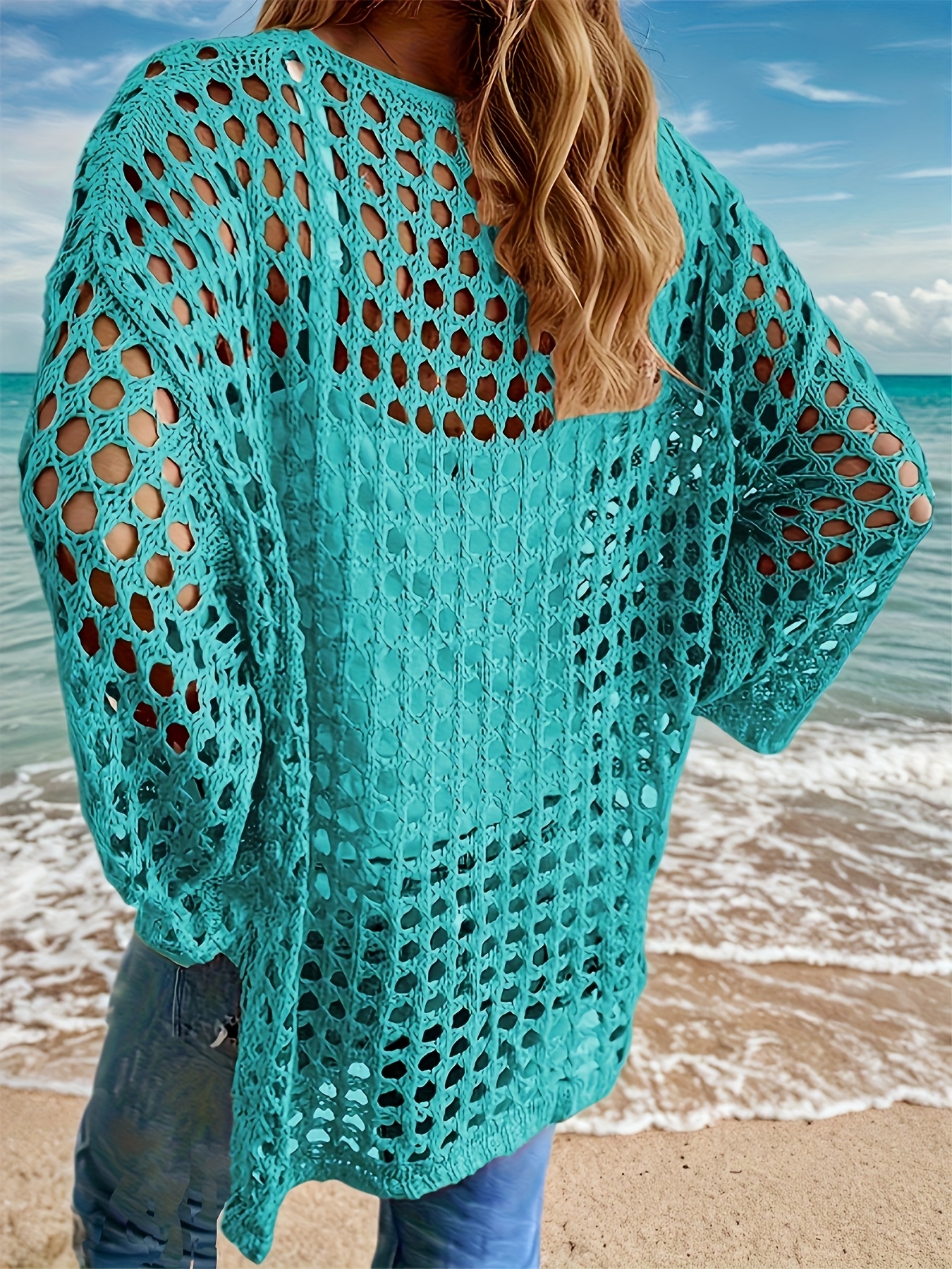 copricostume donna taglie forti in pizzo turchese Temu Italy