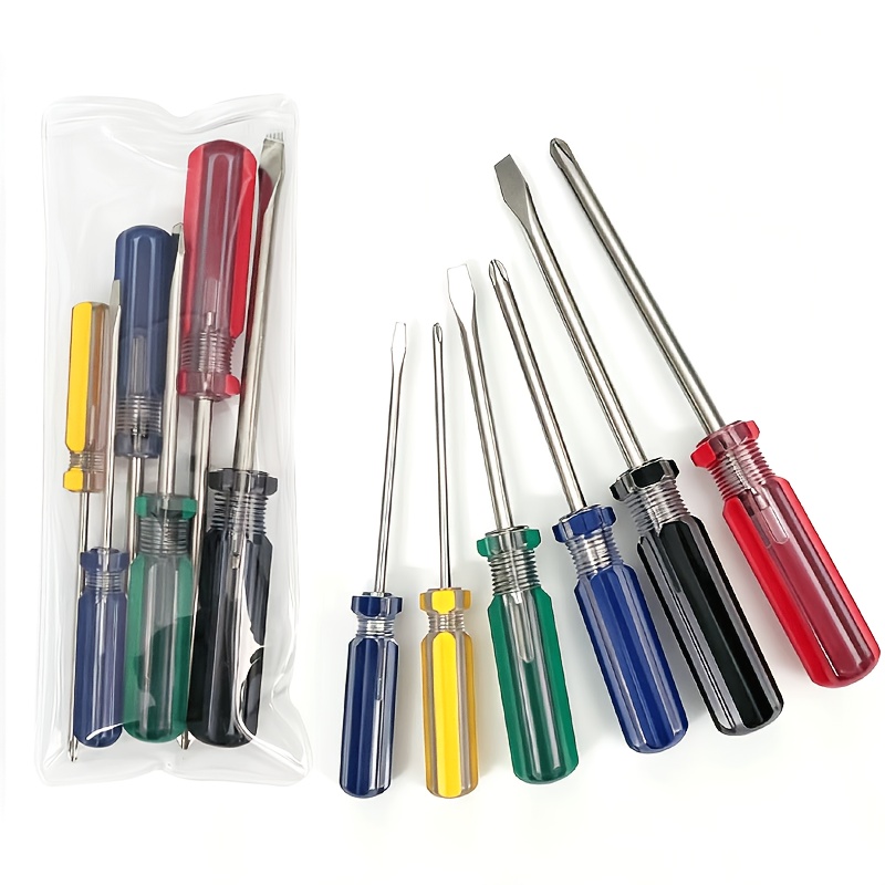 TEMU Ensemble de 6 tournevis, comprenant 3 tournevis cruciformes et 3 tournevis à tête droite de qualité professionnelle avec poignées rembourrées,
