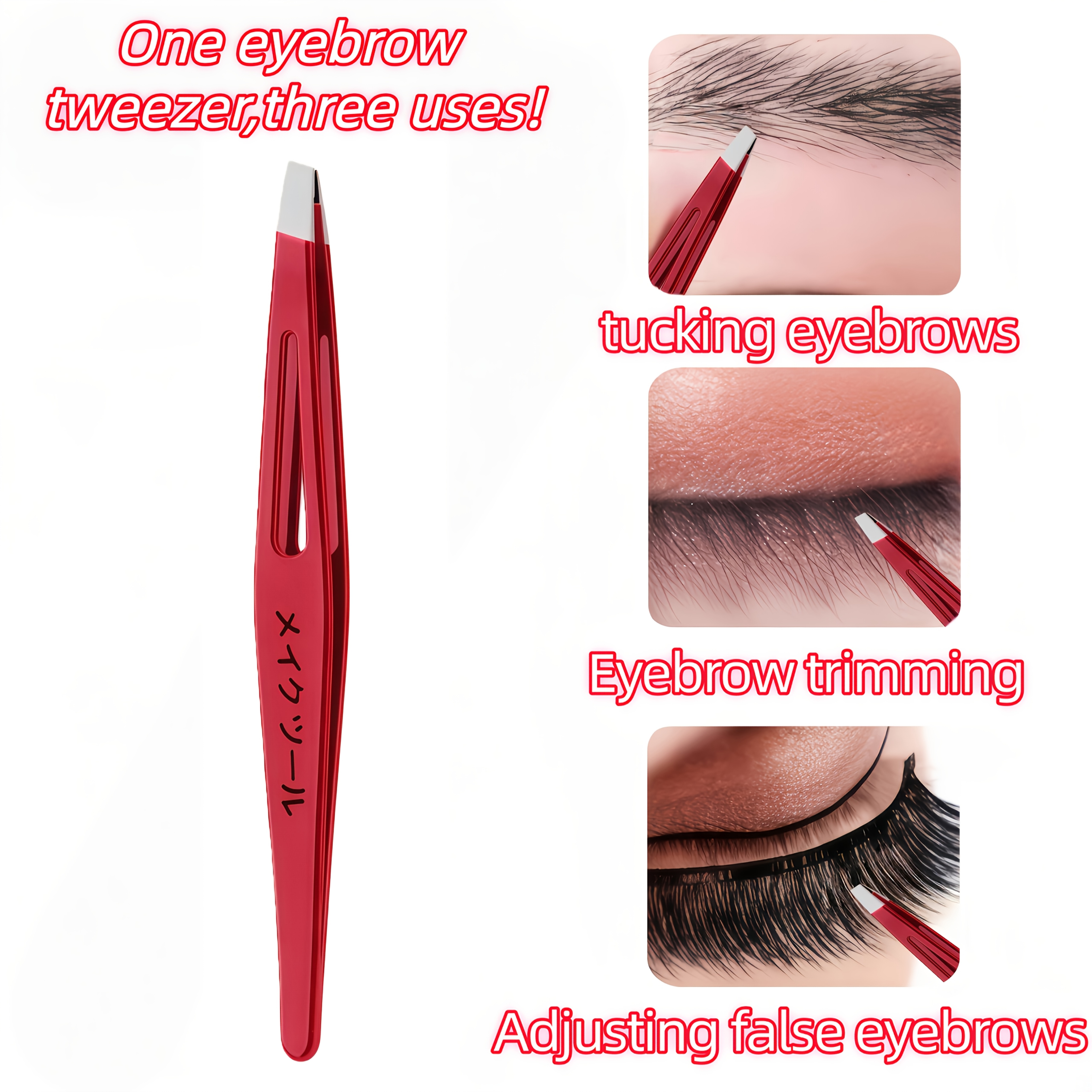 Close-Fitting Slant-Tip Eyebrow Tweezers for Hair Removal