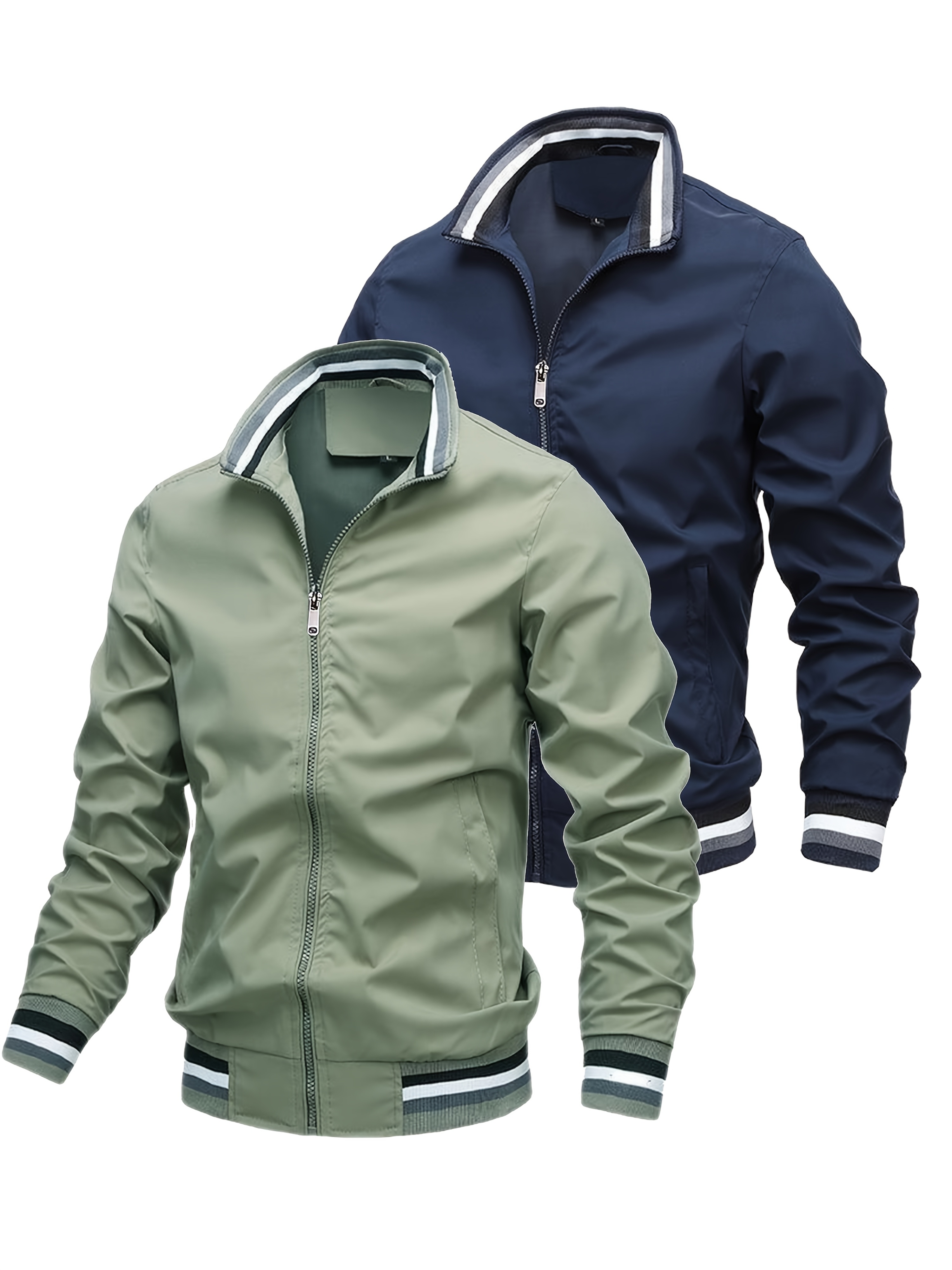 mens 2pcs sports jacket with stand up collar zipper pocket lightweight and windproof suitable for sports fitness long distance travel outdoor and leisure activities suitable for   durable breathable