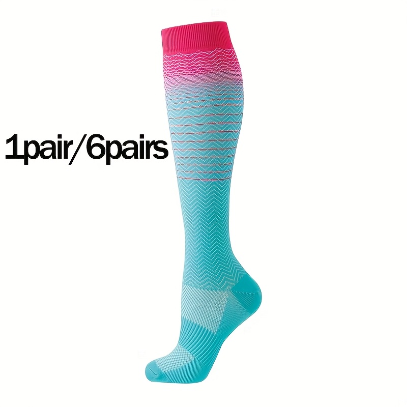 TEMU 1 Pair/6 Pairs Compression Socks For Men Women Elastic Knee-high Socks Soft Breathable Fitness Suitable For Outdoor Sports Stockings Home Casual