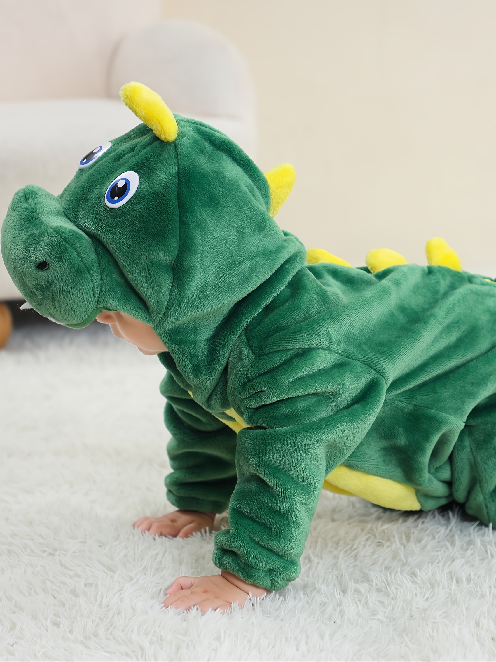 cozy boys dinosaur hooded onesie warm thick fleece baby Temu Canada
