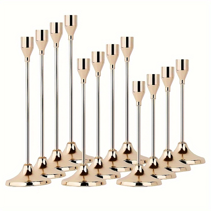 TEMU 12pcs Single-head Metal Candle Holders For Christmas And Halloween Table Decoration, Perfect For Candlelight Dinners, Photo Props, Wedding