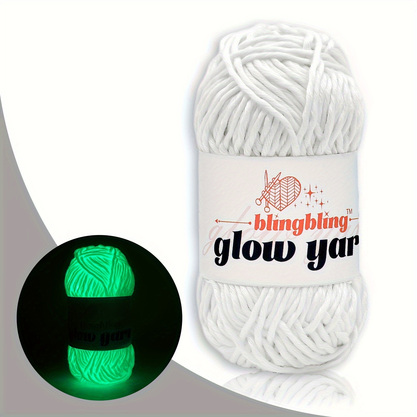 E-shop Leuchtgarn im Dunkeln, Einzelpackung /1,76 oz - 55 Yards, Garn für DIY-Kunst, Stricken, Häkeln Basteln