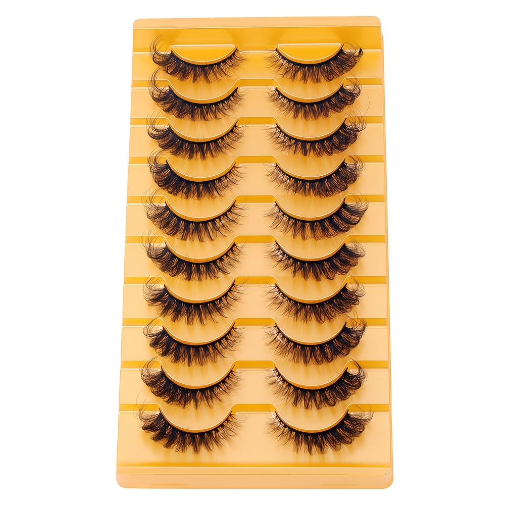 Image of 10 Pairs Of 1pc Fox-style Cat-eye False Eyelashes With Dense, , And Three-dimensional Curls