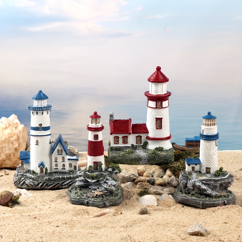 Toyvian Aquarium Vuurtoren Miniatuur Mini Vuurtoren Ornament Nautische Decoratie Micro Landschap Aquarium Decoraties Oceaan Zee Strand Feestartikelen B