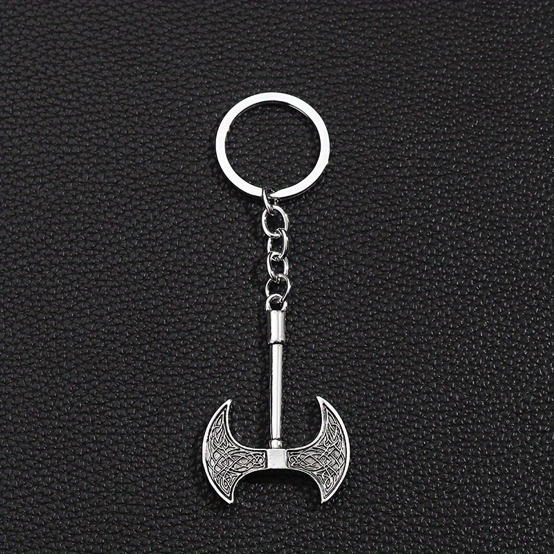 A Stylish Vintage Alloy Vintage Silvery-plated Double-bladed Axe-shaped Men's Keychain Bag Charm