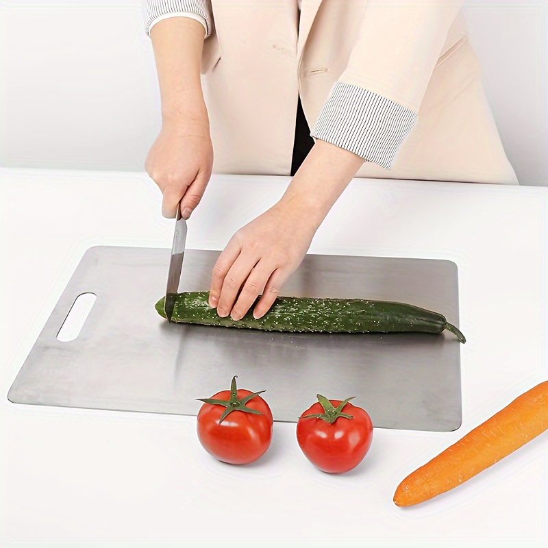 

Stainless Steel Kitchen Cutting Board 11.81" - Non-stick, Durable Chopping Board For Meat, Cheese, Vegetables & Fruits With Hanging Feature