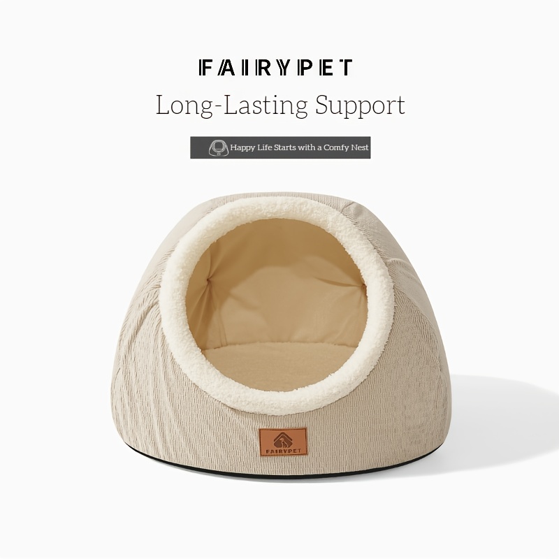 semi enclosed cat bed winter warm thickened padding removable and washable pet deep large space cat and dog bed for Product details 0
