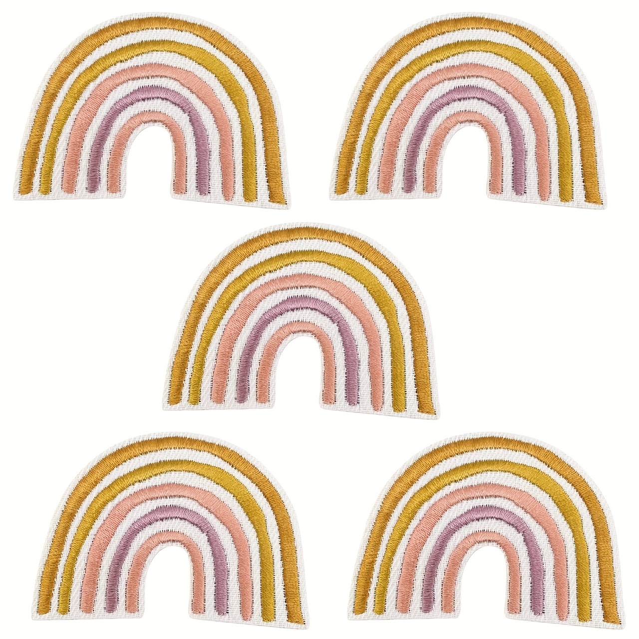 5/10pcs New Brown Rainbow Embroidered Cloth Stickers Clothes, Shoes, Hats, Bags Ironing Or Sewing Decorative Patch Stickers