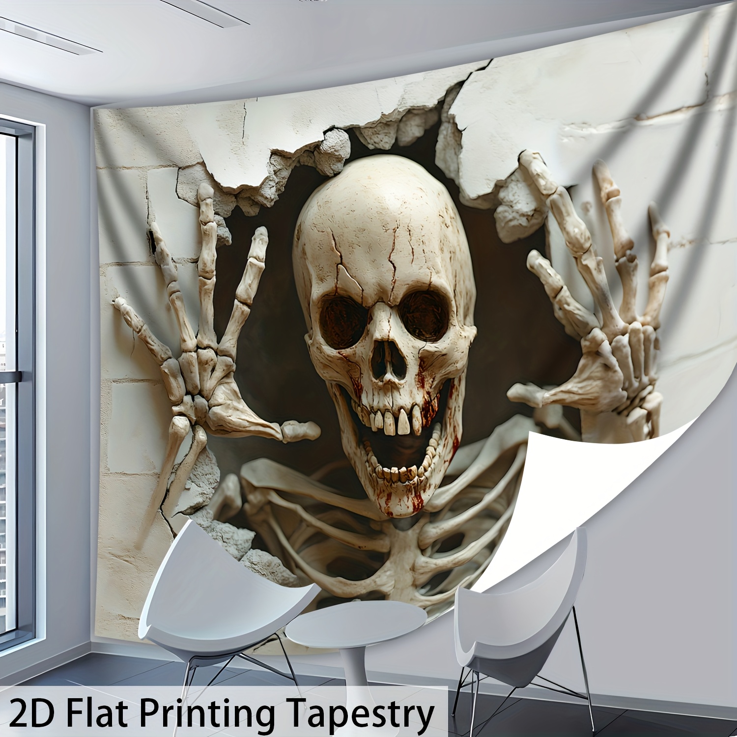 Halloween Skelett Wandteppich Hd Digitaldruck Polyester Deko_voghion.com
