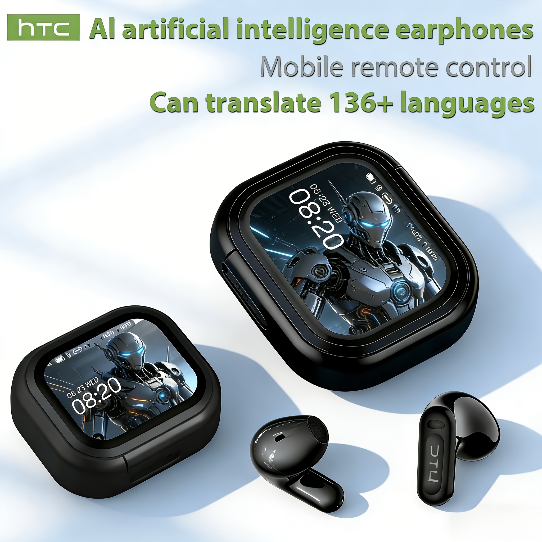 New Htc Ai Wireless Translation Earphones, Supporting Translation In 134 Languages, High-definition Led Display, High-definition , Long-lasting , Suitable For Iphone