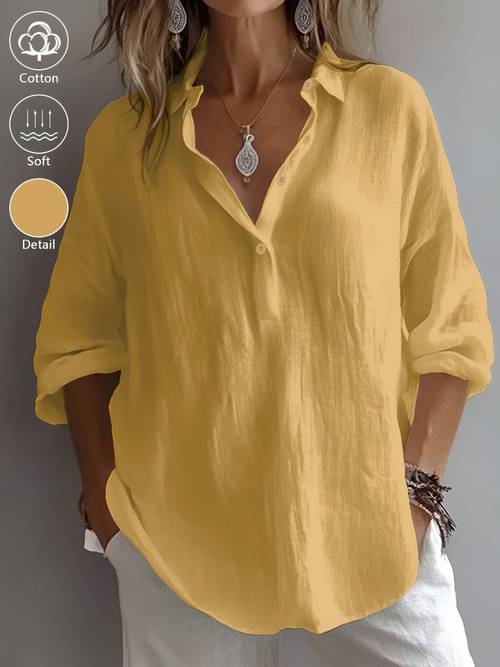 womens elegant solid color collar 3 4 sleeve blouse wear fashion versatile 3 4 sleeve daily outing office essential top