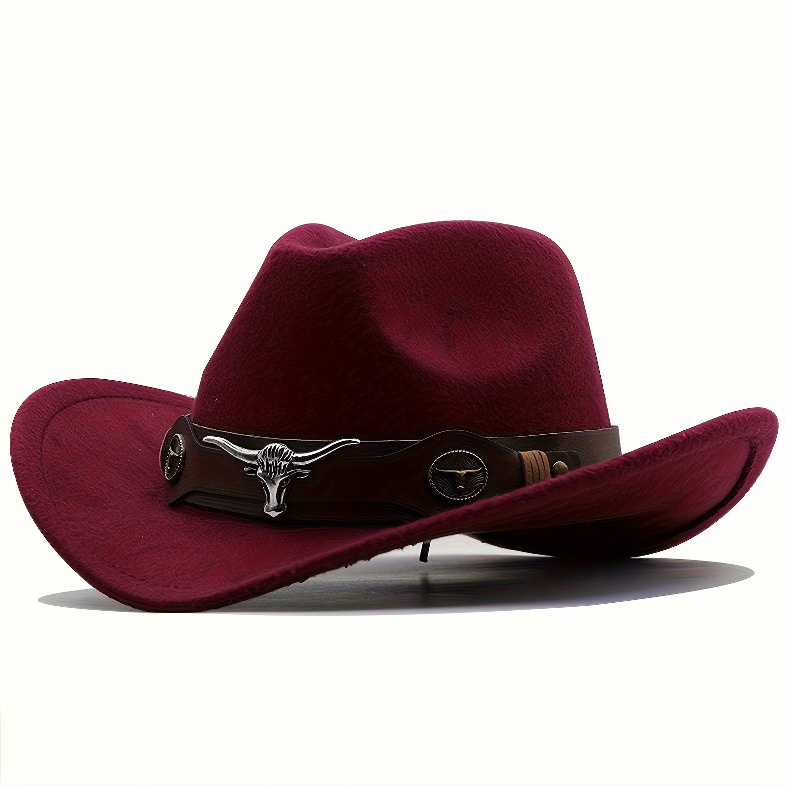E-shop Western-Cowboyhut mit Breiter Krempe, Verstellbare Filz-Cattleman-Kappe für Männer und Frauen, Vintage-Stil Outdoor-Panama-Hut, Cowboy-Zubehör