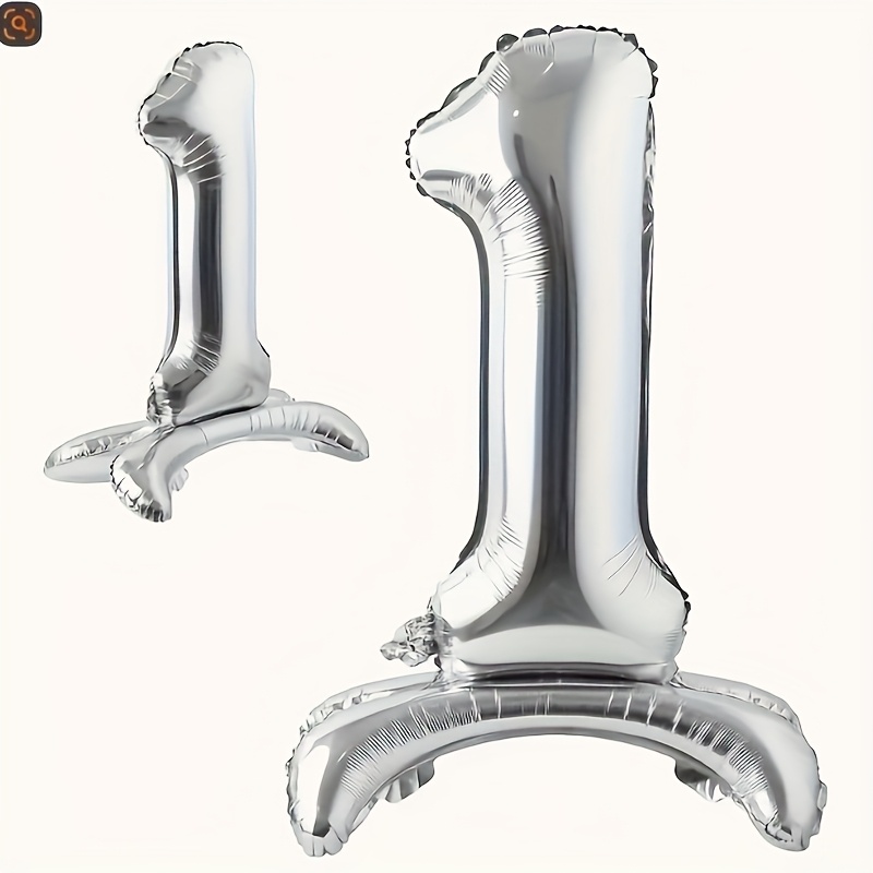 Image of 32-inch Silvery Standing Numbers - Festive & Stylish Aluminum Film Decoration For Anniversaries, Birthdays, And Parties