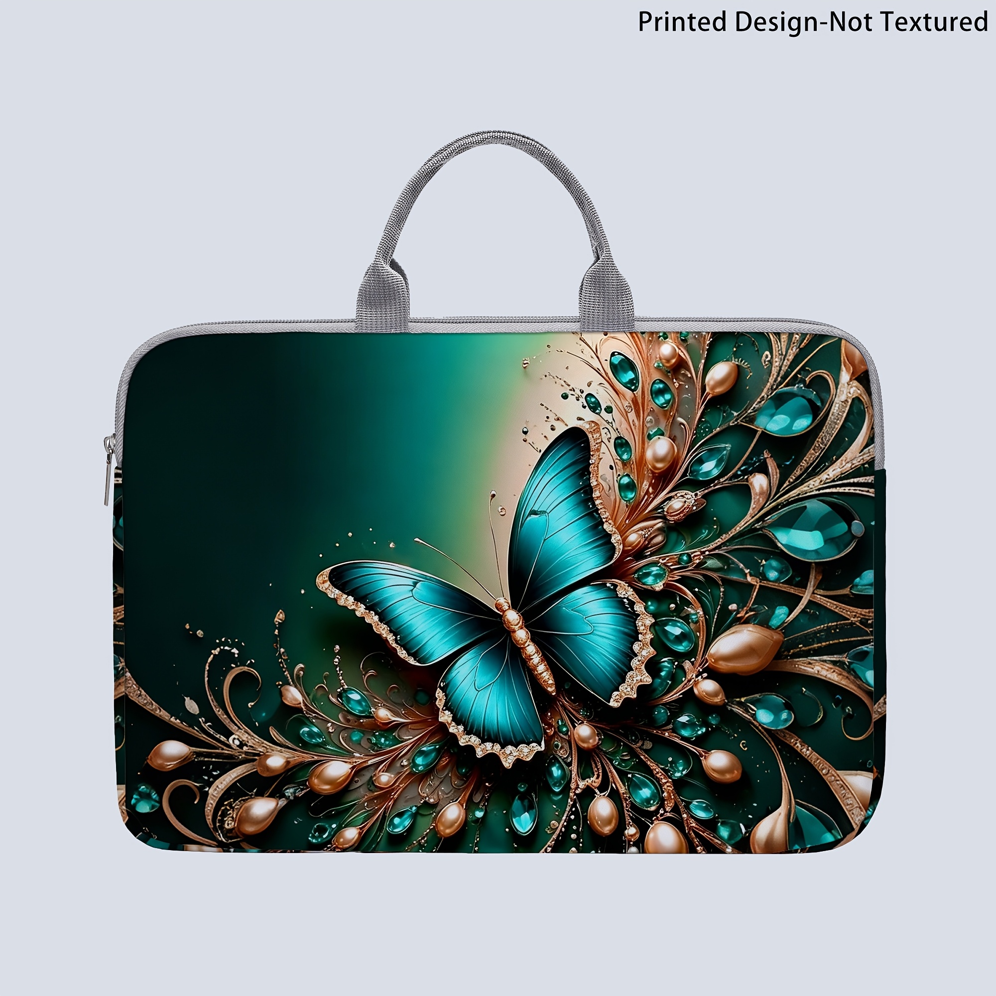 TEMU [Design Imprimé - Non Texturé] 1 Sac pour Ordinateur Portable, Sac pour Ordinateur Portable à Papillons, Sac en Tissu Style Valise, Convient aux